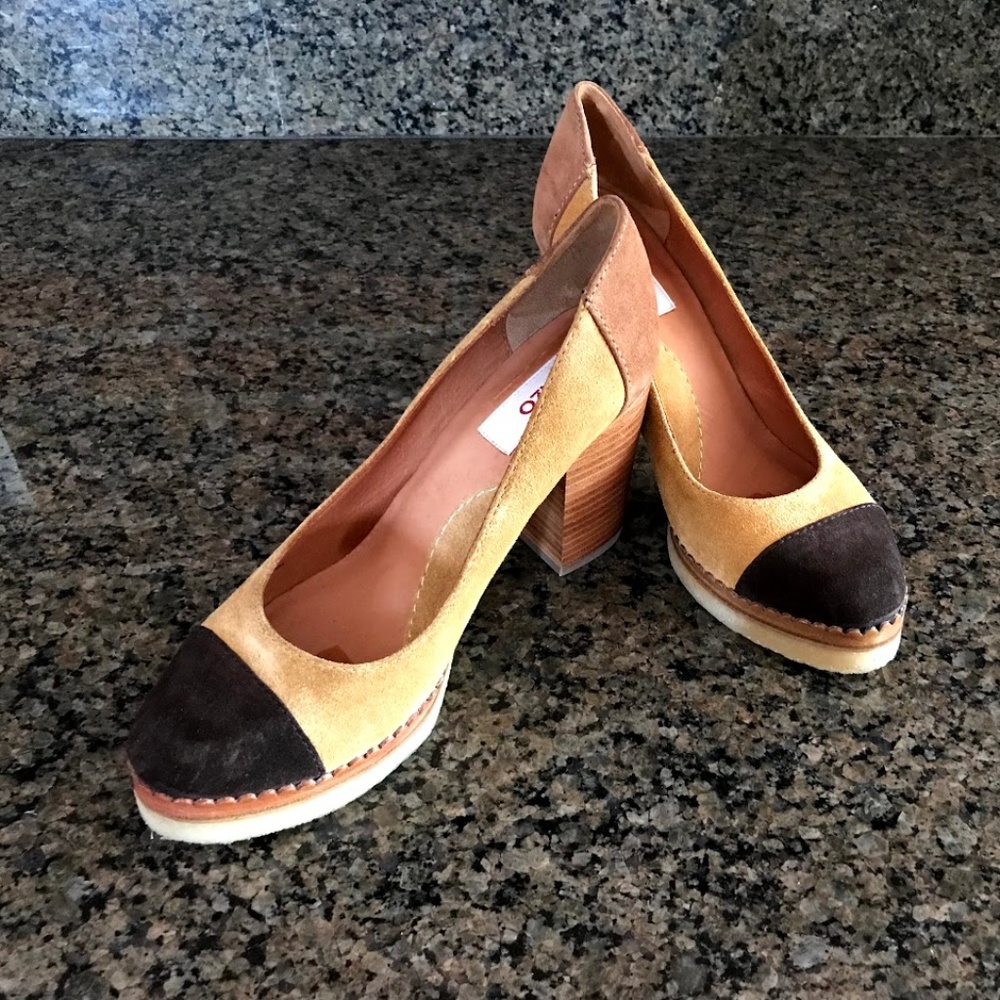Kenzo Tan/Brown Suede 3" Block Heel; Size 36